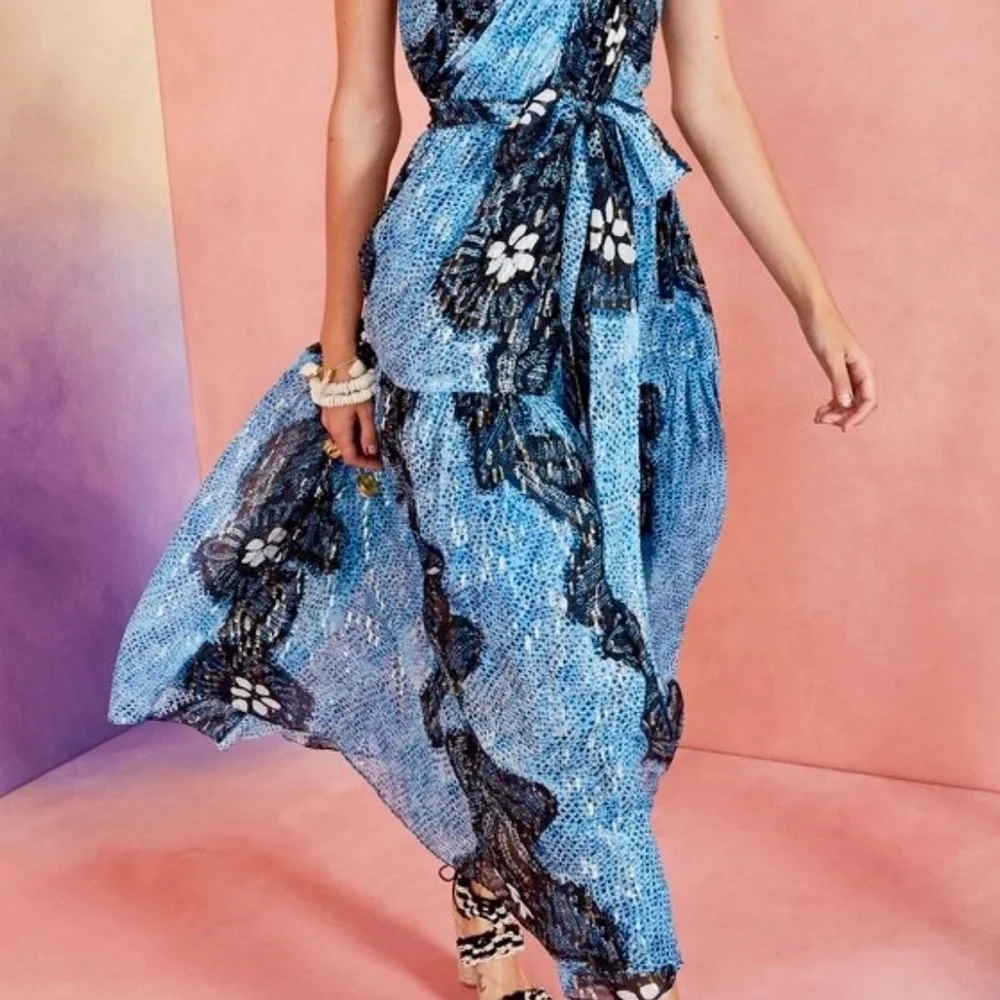 πΊπHPππΊ NWT Ulla Johnson Adora Silk Chiffon Midi Dress Sky - Picture 9 of 17